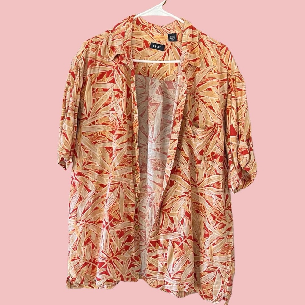 Izod Red and Cream Patterned Shirt